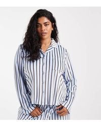 Loungeable - Curve Cozy Velour Camp Collar Button Up Shirt And Pants Pajama Set - Lyst