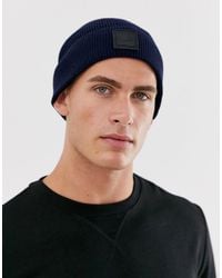 BOSS Foxx Logo Beanie Hat - Blue