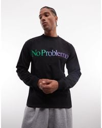 No Problemo - 100% Cotton Long Sleeve T-Shirt With Contrast Logo - Lyst
