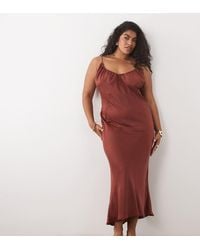 ASOS - Asos Design Curve Scoop Neck Bias Cut Midaxi Dress - Lyst