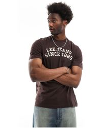 Lee Jeans - T-shirt décontracté à logo incurvé devant - marron - Lyst