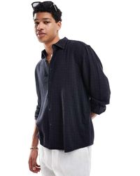 Only & Sons - Camisa Azul Marino Suelta De Manga Larga De Mezcla De Lino De -Blanco - Lyst