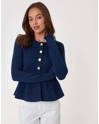 Threadbare - Crew Neck Peplum Cardigan - Lyst