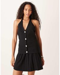 Amy Lynn - Knitted Halterneck Top With Diamante Buttons - Lyst