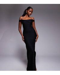 Kaiia - Exclusive Bardot Bandage Side Split Maxi Dress - Lyst