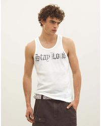 Bershka - Printed Ribbed Vest Top - Lyst