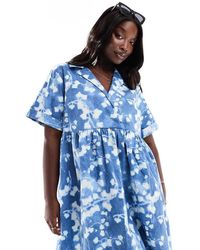 ASOS - Asos Design Curve Mini Shirt Dress With Revere Collar And Corset Hem - Lyst