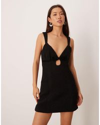 For Love & Lemons - Boucle Open Back Velvet Bow Detail Mini Dress - Lyst