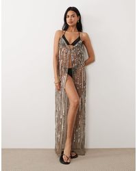 Miss Selfridge - Beach Sequin Split Front Maxi Cami Dress - Lyst