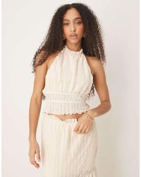 ASOS - Textured Sleeveless Halter Neck Top With Open Back - Lyst