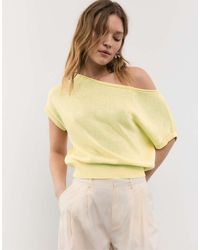 Stradivarius - Rustic Knit Boat Neck Top - Lyst
