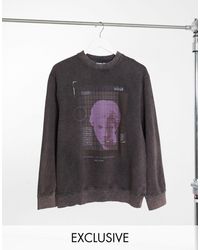 Collusion Коричневый Свитшот С Эффектом Кислотной Стирки И Фотопринтом