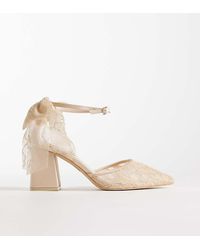 Be Mine Wide Fit - Be Mine Bridal Wide Fit Reema Block Heeled Shoes With Bow Detail - Lyst