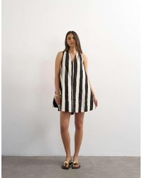 TOPSHOP - Poplin Halter Deep Hem Mini Trapeze Dress - Lyst