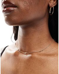 AllSaints - Cross Chain Necklace - Lyst
