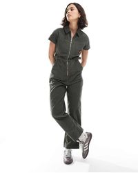 Santa Cruz - Regular Cord Zip Through Short Sleeve Jumpsuit - Lyst