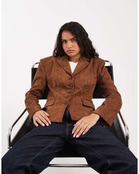 River Island - Faux Suede Fitted Blazer - Lyst