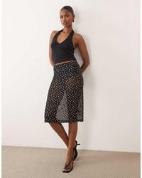 ASOS - Sheer Mesh Midi Skirt - Lyst
