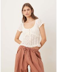 Free People - Short Sleeve Lace Top - Lyst