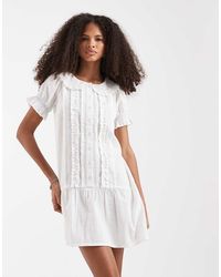 Neon Rose - Button Pintuck Drop Waist Mini Dress - Lyst