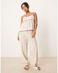 ASOS - Petite - pantalon habillé en lin mélangé à pinces sur le devant - taupe - Lyst