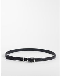 JJXX - Skinny Leather Belt With Silver Buckle - Lyst
