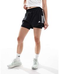 adidas Originals - Pantalones Cortos Negros 2 En 1 Con 3 Rayas Own The Run De Adidas Running - Lyst