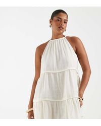 ASOS - Asos Design Curve Halter Neck Tiered Mini Sundress With Chunky Binding - Lyst