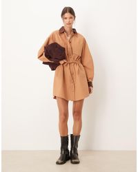 ASOS - Heavy Twill Barn Jacket Mini Dress With Cinched Waist - Lyst