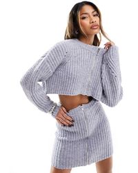 Aria Cove - Cropped Knitted Zip Through Top Co-ord - Lyst
