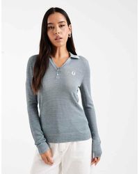 Fred Perry - Knitted Longsleeve Polo Shirt - Lyst