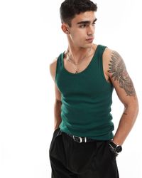 ASOS - Camiseta verde oscuro ajustada sin mangas - Lyst