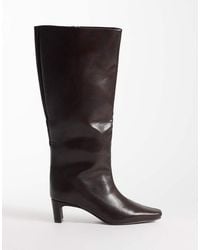 SEQWL - Woody Chisel Toe Knee High Kitten Heel Boots - Lyst