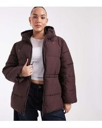 Noisy May - Hooded Puffer Jacket With Cinch Waist - Lyst