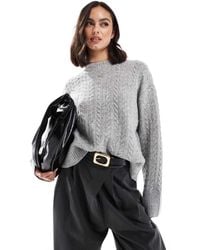 Bershka - High Neck Oversized Cable Knit Jumper - Lyst