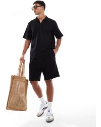 Jack & Jones - Texture Open Neck Polo Shirt And Short Set - Lyst