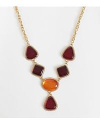 ASOS - Statement Necklace With Amber And Burgundy Resin Drops - Lyst