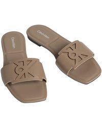 Calvin Klein - – ck provence – flache ledersandalen mit eckiger zehenpartie - Lyst