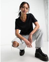 SELECTED - Femme - t-shirt a maniche corte nera con scollo a v - Lyst