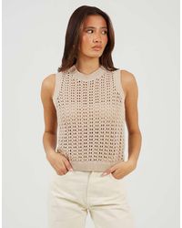 Brave Soul - Crew Neck Open Stitch Knitted Vest - Lyst