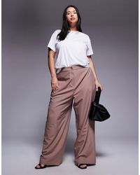 ASOS - Asos design curve - pantalon habillé coupe droite décontractée - taupe - Lyst