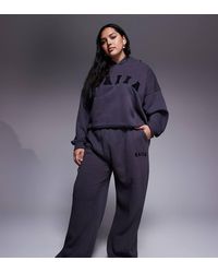 Kaiia - Plus Cotton Blend Embroidered Logo Wide Leg Joggers Co-Ord - Lyst