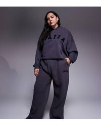 Kaiia - Plus Cotton Blend Embroidered Logo Wide Leg Joggers Co-Ord - Lyst