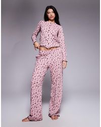 Threadbare - Long Sleeve Button Down Ski Print Pyjamas - Lyst