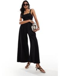 & Other Stories - Linen Blend Wide Leg Jumpsuit With Ruched Bodice Detail And Square Neckline - Lyst