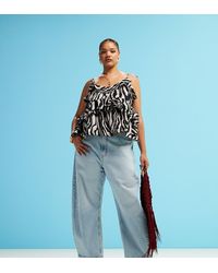 ASOS - Vaqueros De Pernera Barrel Con Lavado Pálido Y Cinturón De Asos Design Curve-Azul - Lyst