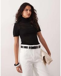 ASOS - Sheer Knit Grown-on Neck T-shirt - Lyst