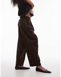 TOPSHOP - Pantaloni A Fondo Ampio Marroni - Lyst