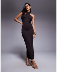 ASOS - Wrap Front Halterneck Midi Dress With Open Back - Lyst