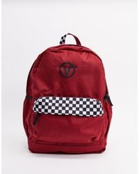 vans sporty realm red & checkerboard backpack